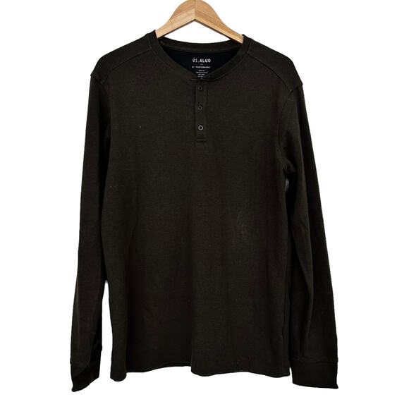 01 Algo Performance Lot of 2 Green Long Sleeve Thermal Shirt Sz LT - Picture 6 of 10